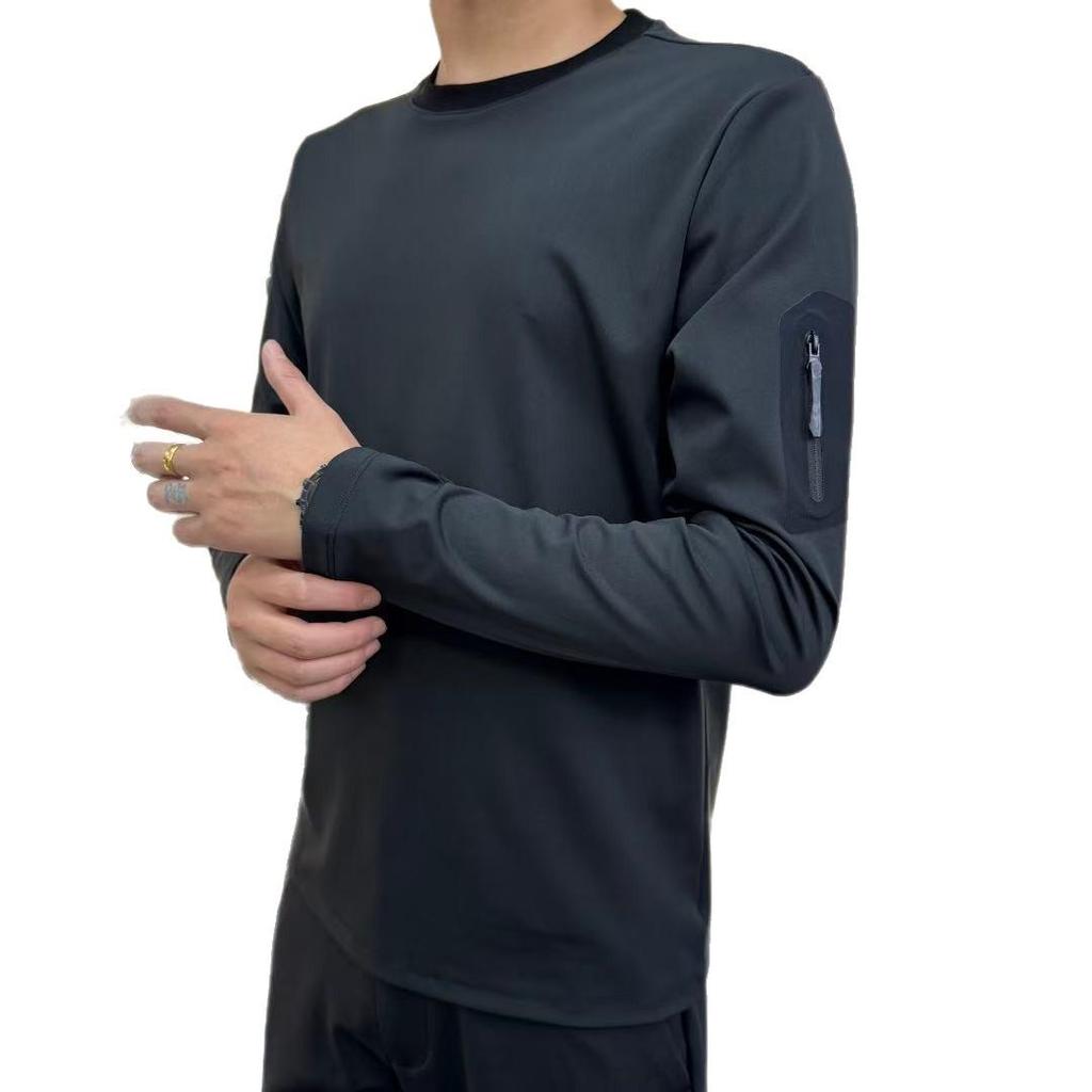 Мужская спортивная футболка с длинным рукавом и круглым вырезом, быстросохнущая, на весну и осень, приятная к коже и удобная