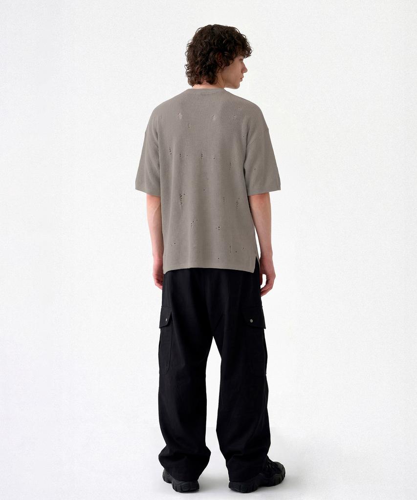 CUTZ Distressed Crew Neck Short Sleeve Knit