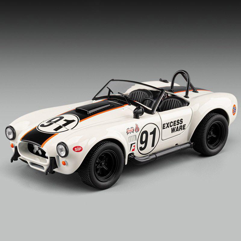 1:22 Shelby Cobra 427 S/C Alloy Roadster Sports Car Model Diecast Metal Classic Retro Vehicle Car Model Sound Light Kid Toy Gift
