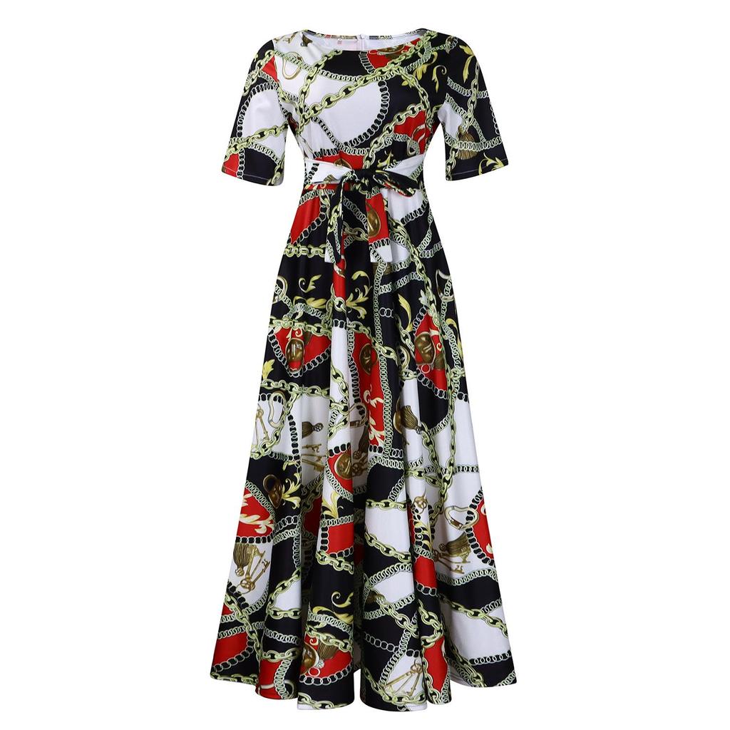 Новое женское платье из африканского кружева 2024 года: Короткие рукава, свободный крой, большие размеры, элегантная мода