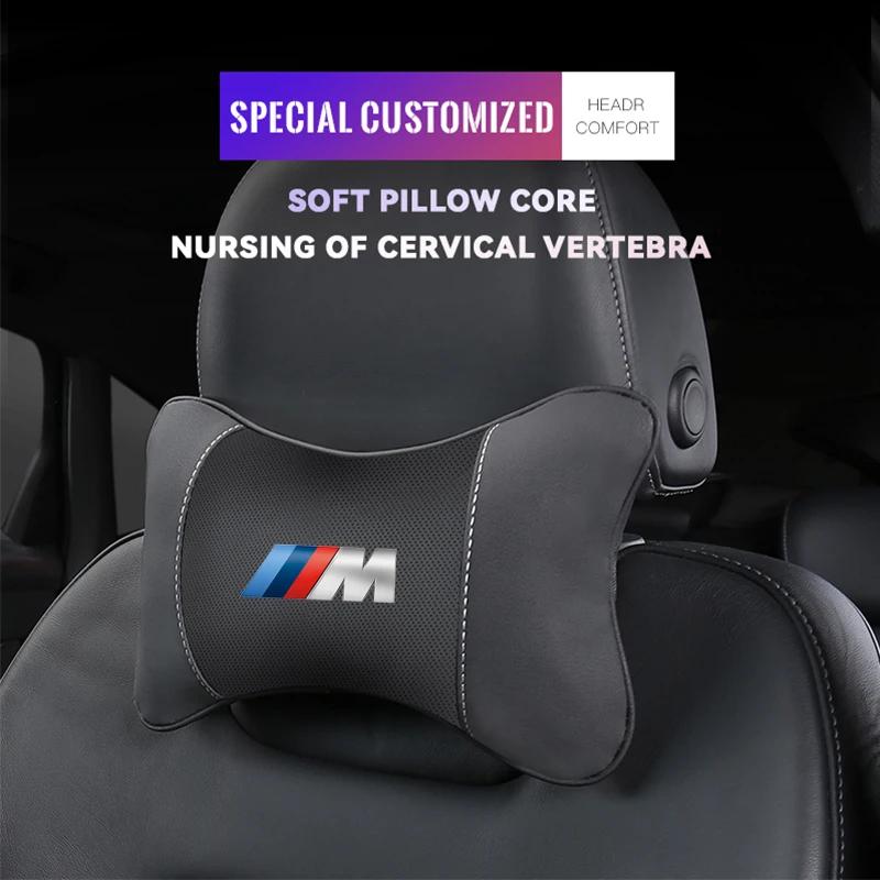 For BMW M X1 X2 X3 X4 X5 X6 X7 F39 G42 G26 F01 F02 F30 F10 E70 E30 E87 E61 G30 Valve Car Seat Headrest Auto Logo Neck Pillow SU5