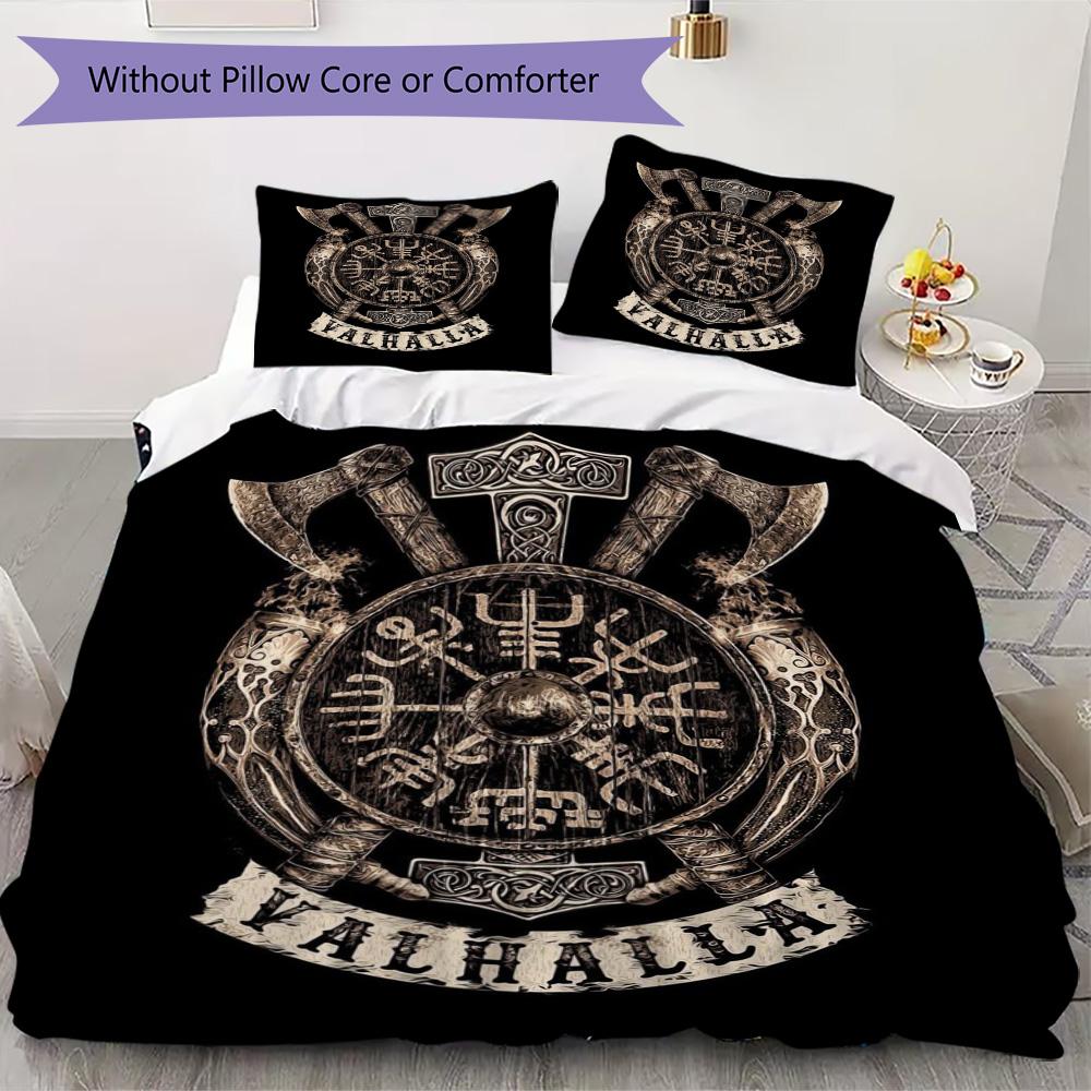 Vintage Viking emblem print Pattern Bedding,Quilt Set Quilt Cover Pillowcase Home Birthday Gift (1*duvet cover+2*pillowcase,without core)XSJT0917052