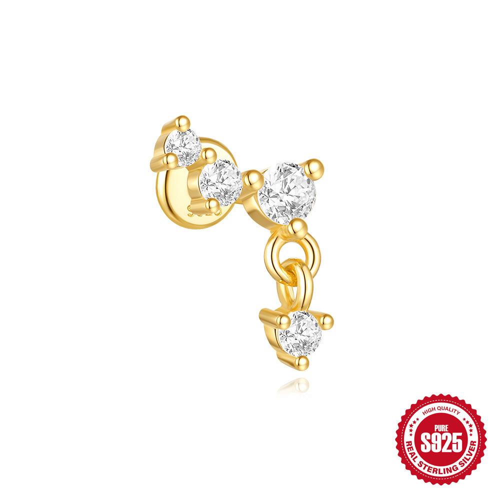 Серьги-гвоздики для ежедневного ношения из стерлингового серебра 925 пробы с бриллиантами лотоса и спиралью для прокола хряща 16 г