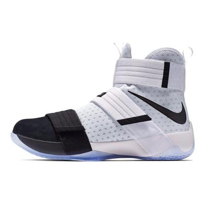 Zoom Soldier 10 LBJ Кроссовки унисекс с круглым носком, нескользящие, легкие, с высоким верхом, для баскетбола, черные/белые 852400-102