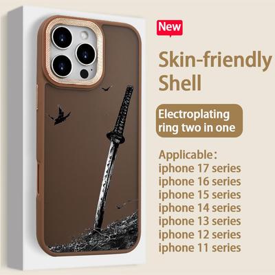 Матовый металлический чехол для телефона с дизайном катаны для серии iPhone 11-17