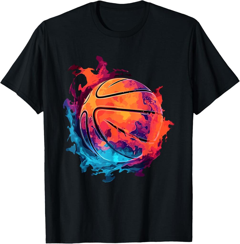 Colorful Abstract Basketball Flame T-shirt