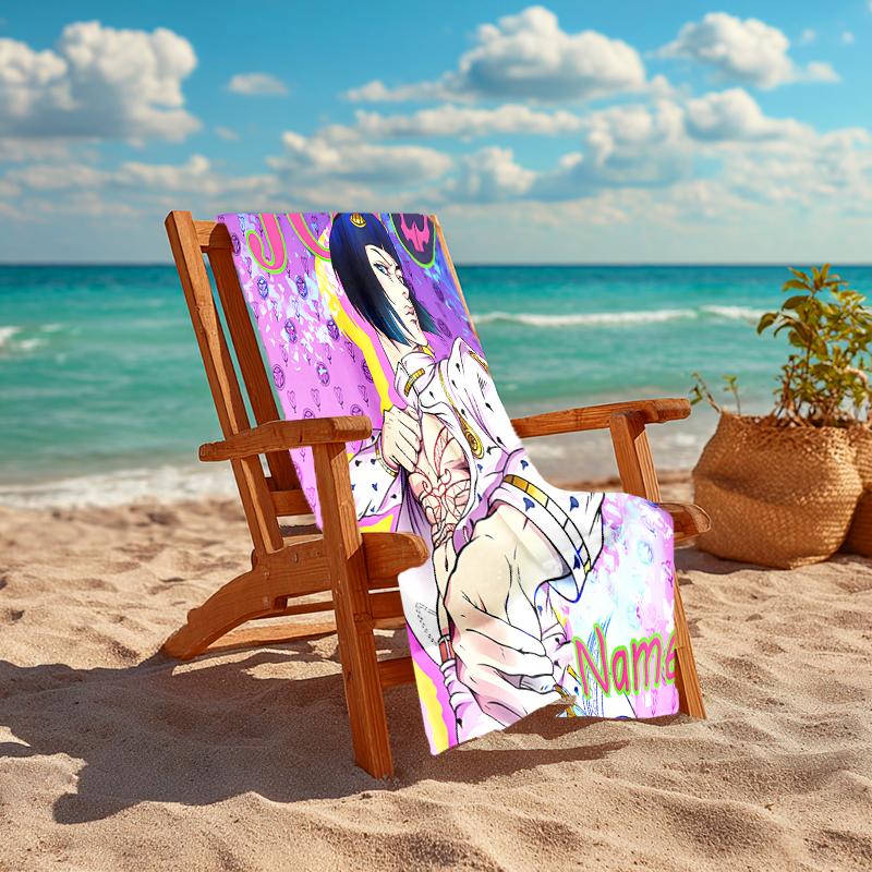 Personalized customized proof beach towel with JoJo's Bizarre Adventure pattern - soft, absorbent,quick-drying,perfect swimming,camping&bathing