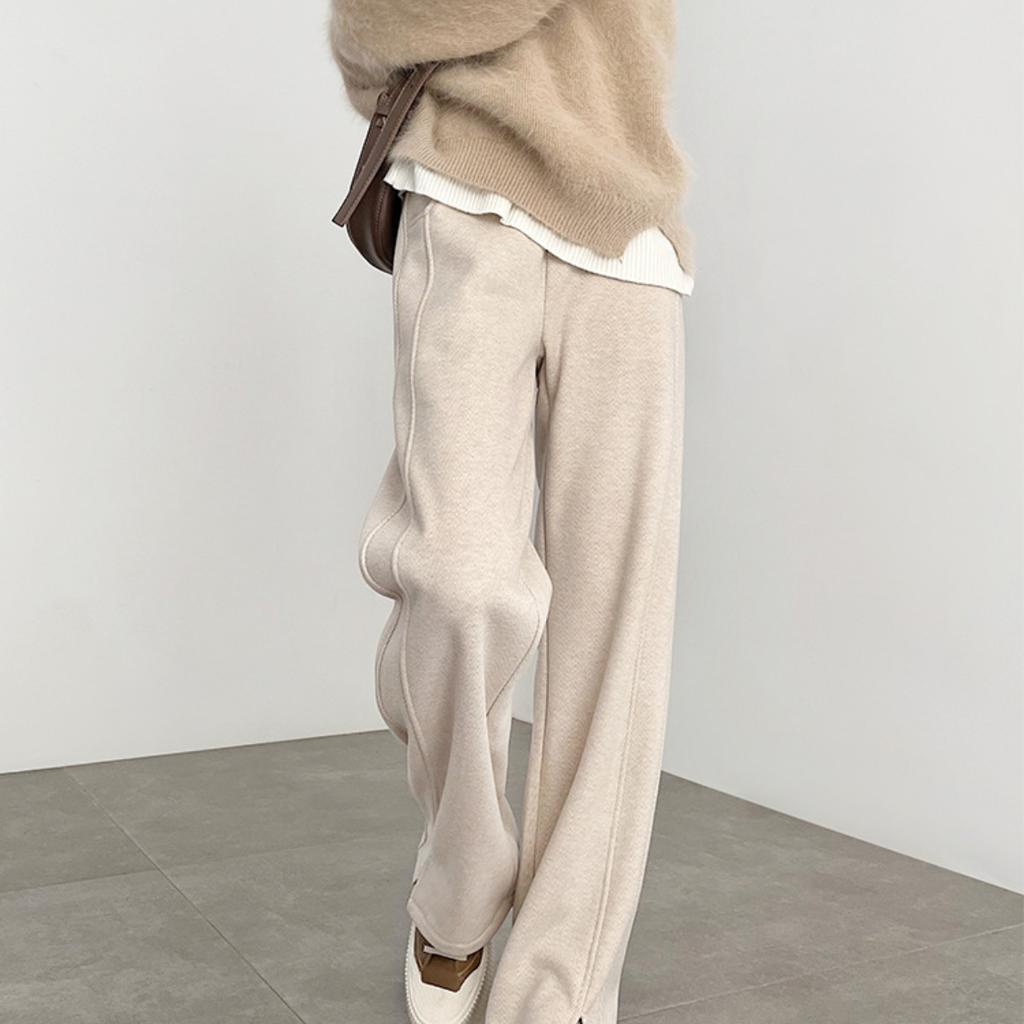 Женские брюки из толстого флиса в рубчик, зимние новые, с высокой посадкой, облегающие, с разрезом, маленького размера, шерстяные брюки широкого кроя