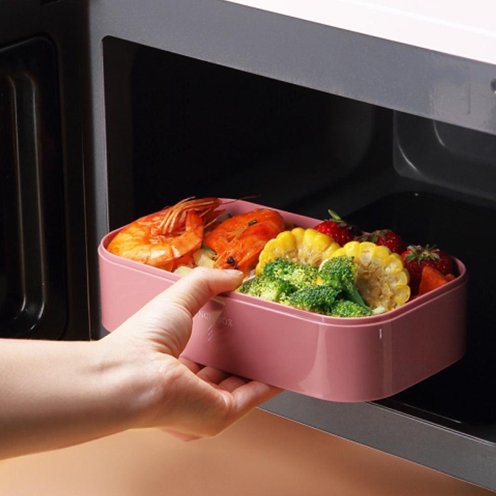 Portable Lunch Box Microwavable 2 Layer Stackable Japanese Bento Box with Utensils for Adults Kids