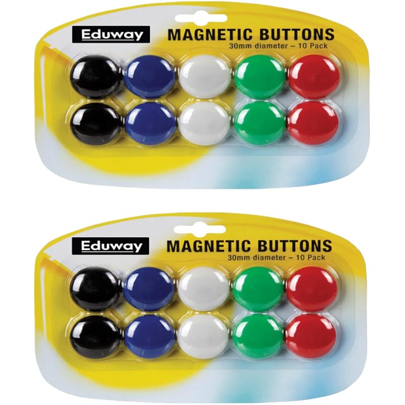 Eduway (Set Of 20) Colourful Magnet Buttons For Fridge, Magnetic Whiteboard | Stick Notes, Photos, Charts And More | Edu