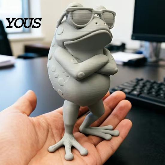 Статуэтка лягушки со скрещенными руками, 3D-печатная фигурка, Мини-украшение для рабочего стола, Симулированная модель, Коллекционная фигурка Цундере с руками, стоящая на столе,