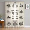 Vintage Farm Buildings Set Sheer Curtains for Living Room Transparent Tulle Window Curtain Bedroom Kitchen Decor Veil Drapes