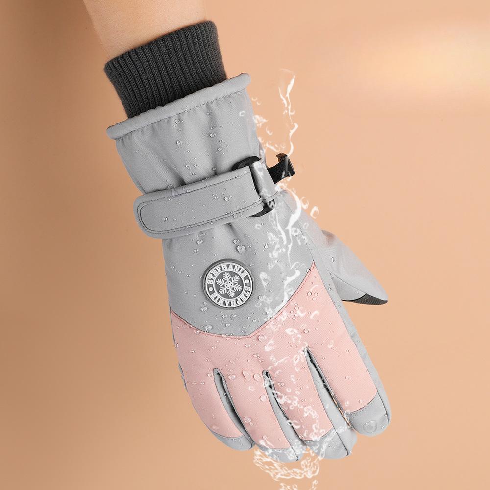 Лыжные перчатки для мужчин и женщин, для активного отдыха, для велоспорта, водонепроницаемые и нескользящие, с сенсорным экраном, утолщенные, с плюшевой подкладкой, теплые перчатки для осени и зимы