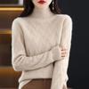 Sweater Base Sweater, Women's Half High Collar Inner Outfit Thick Autumn and Winter Striped Knitted Sweater Woolen Clothes Are Loose and Warm