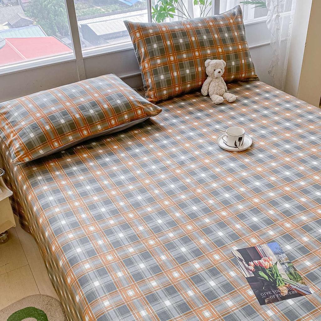 Комплект постельного белья из чистого хлопка, три предмета - Грубая ткань, на резинке, Подходит для общежитий и младенцев