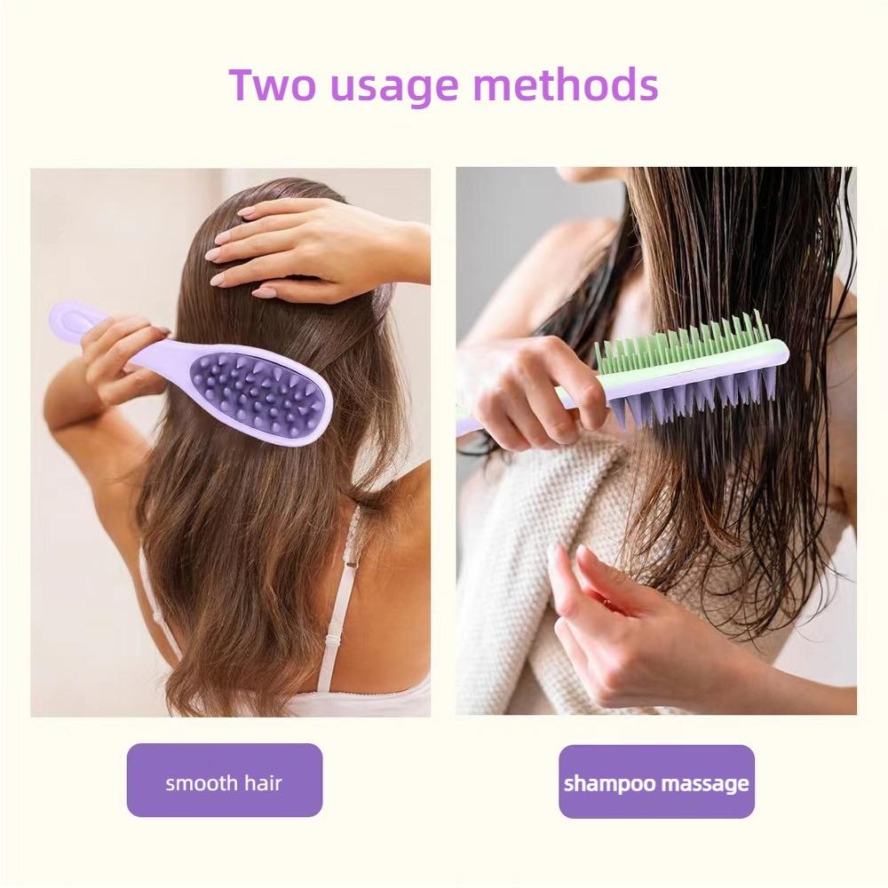Double-sided 2-in-1 Comb Hair Massager Scalp Massage Brush Silicone Shampoo Brush