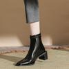 H376-1 Autumn and Winter New Niche Black Short Boots Small Square Head High Heel Thin Women's Shoes Short Tube Rear Zipper Fashion Boots