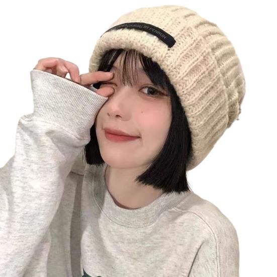 Шапка-бини с напуском и закругленными краями, с английскими буквами, зимняя теплая массивная мягкая вязаная женская шапка для зимнего активного отдыха