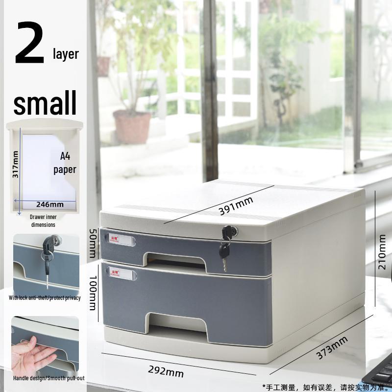 Lockable Multi-Layer A4 File Cabinet Drawer - Plastic Office Storage Box