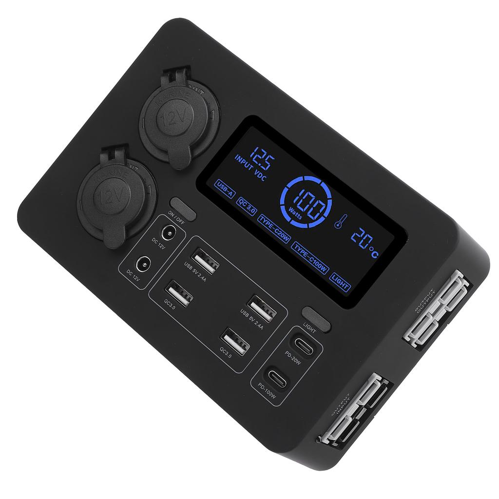 12V Mini Power Box 100W LCD Display USB C QC3.0 Port for 4 Anderson Outlet Multifunctional for Boat RV Car
