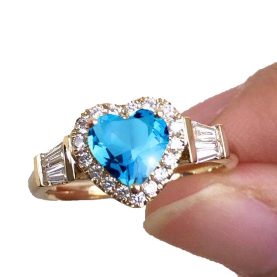 Обручальное кольцо Великолепное гальваническое ретро-подарок Золотое сердце любви со стразами ювелирные изделия на палец