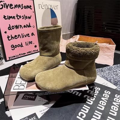 Женские матовые кожаные большого размера на толстой подошве с мягкой подошвой зимние теплые меховые зимние ботинки с подкладкой до щиколотки, противоскользящие, для пеших прогулок, спортивные, хлопковые ботинки