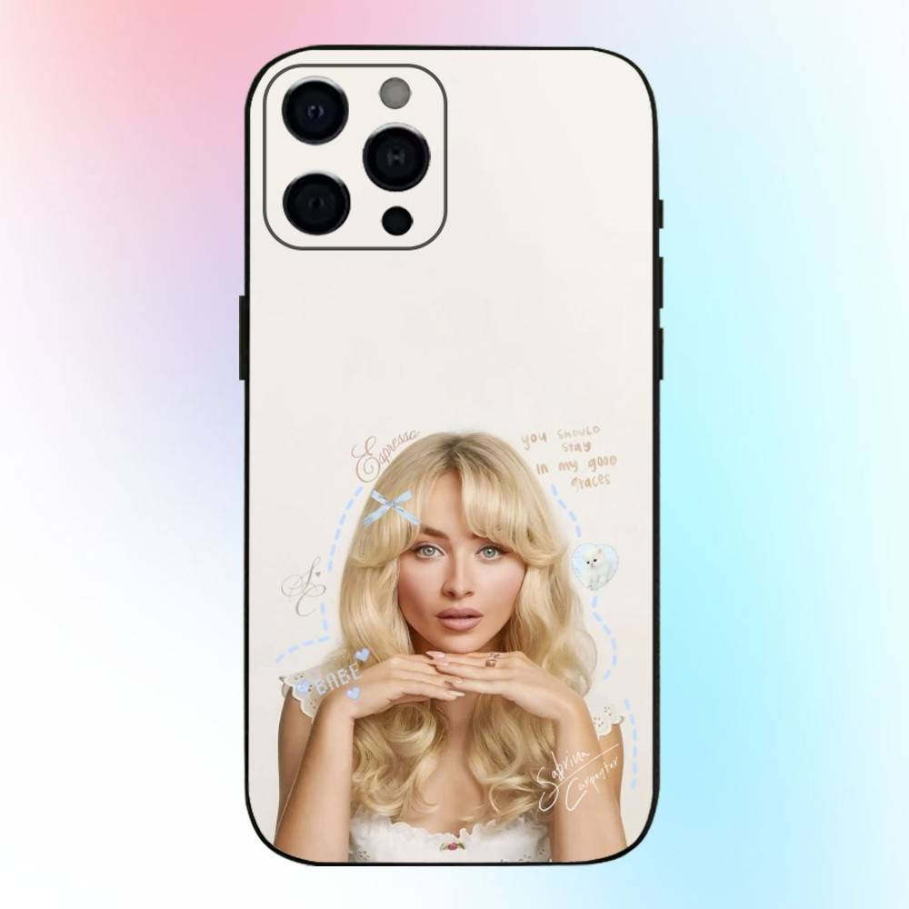 Чехол для телефона Sabrina Carpenter для iPhone17,16,15,14,13,12,11 Plus,Pro Max Мягкий Черный Чехол