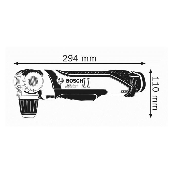 Perceuse d'angle 12V - BOSCH - GWB 12V-10 - Tête orientable - Confort d'utilisation - Compatible 12V