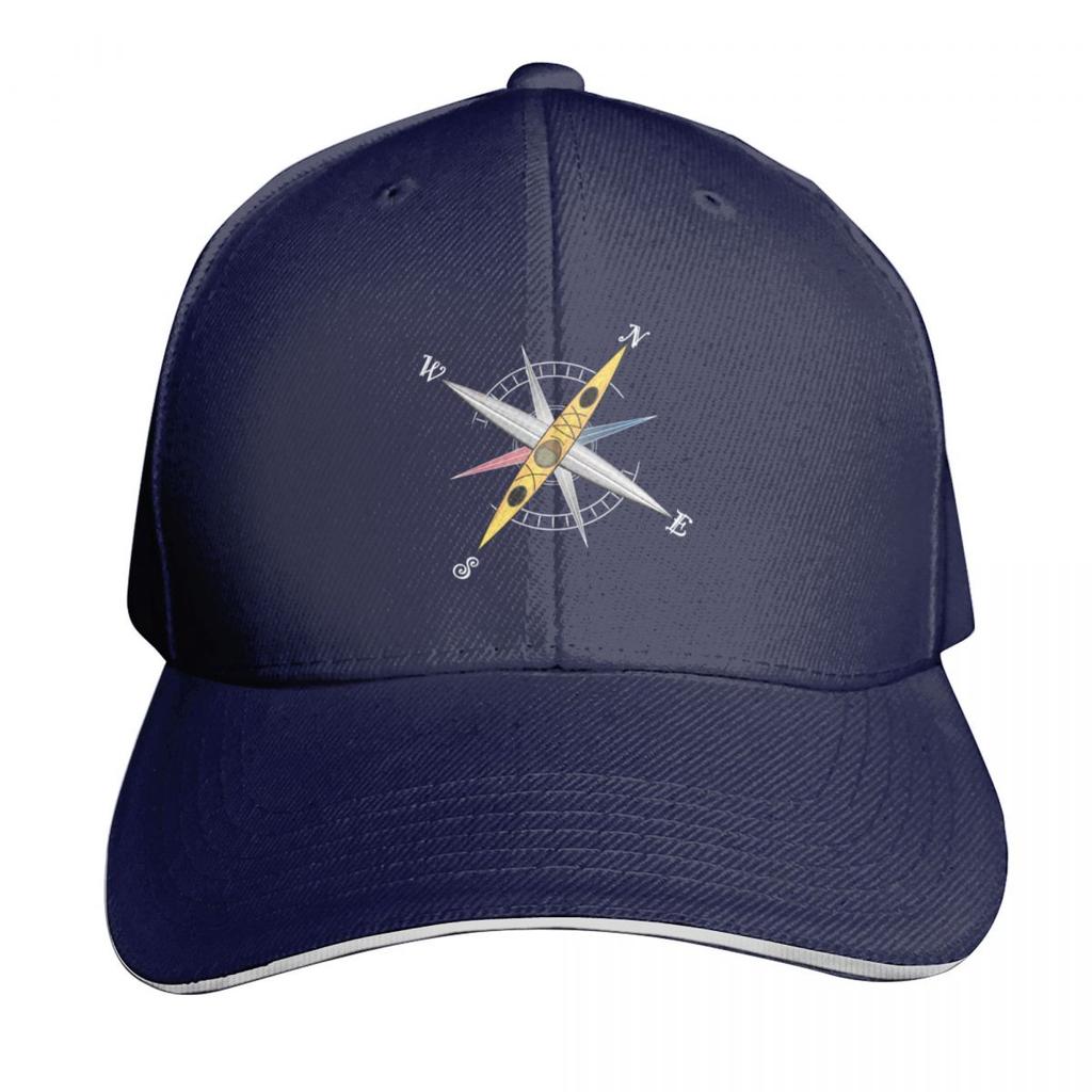 Cool kayak design with compass rose and yellow kayak Baseball Cap Hip Hop New In Hat birthday Unisexs Caps Womens