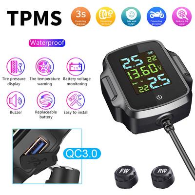 Мотоциклетный TPMS Беспроводной Датчик Давления в Шинах ЖК-Дисплей Водонепроницаемая Система