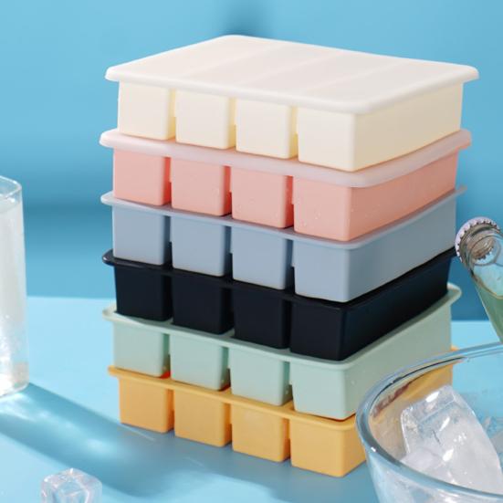 Форма для льда с крышкой Силиконовые формы для льда для морозильной камеры Штабелируемая Большая квадратная форма для льда для коктейлей, сока, кофе 4 ячейки Форма для приготовления кубиков льда
