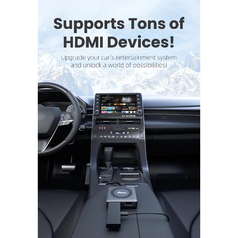OTTOCAST Car TV Mate C4 Беспроводной адаптер Android Auto CarPlay Поддержка HDMI входа Видеоконвертер для ТВ-стиков Игровых консолей