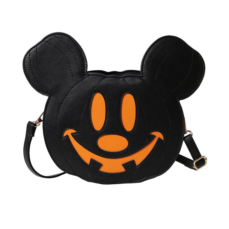 In Trick Pumpkin Oval Creative Splicing Animation  Halloween Niche Creativity Pu Zipper Routine Outdoor Leisure Girl Crossbody Bag