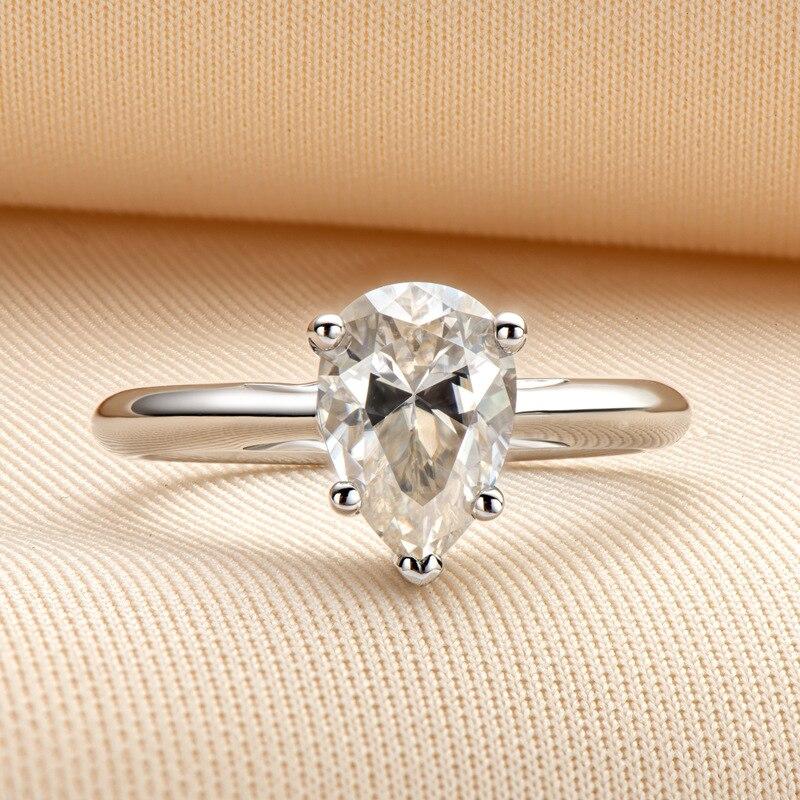 Real 2 Ct D Color Moissanite Rings For Women 100% 925 Sterling Silver Wedding Party Anniversary Sparkling Ring Ladies Jewelry