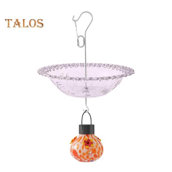 Подвесная кормушка для птиц, солнечная кормушка для колибри, чаша для кормления птиц с лампочкой для кормления водой, освещенная кормушка для птиц для украшения сада и крыльца на открытом воздухе