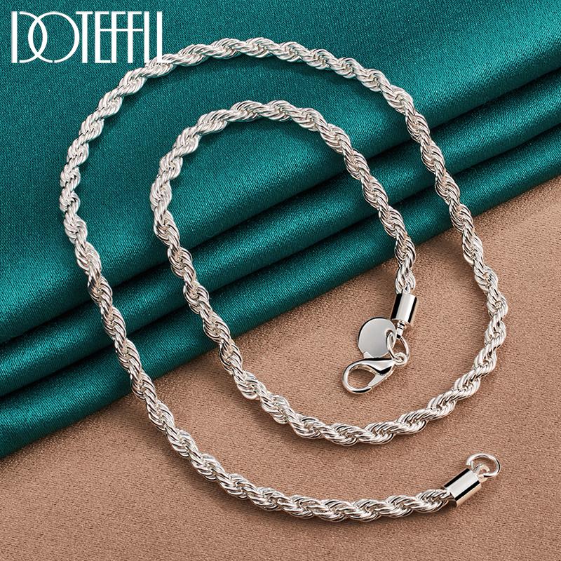 Silver 16-24 Inch 4mm Twist Necklace Fashion Jewelry