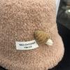 Cute Three-dimensional Mushroom Bucket Hat Autumn and Winter New Lamb Wool Warm and Cold-proof Split Bucket Hat Female