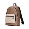 Coach Brown & Beige Signature Canvas Large Backpack with Colorblock Pocket for Daily Use