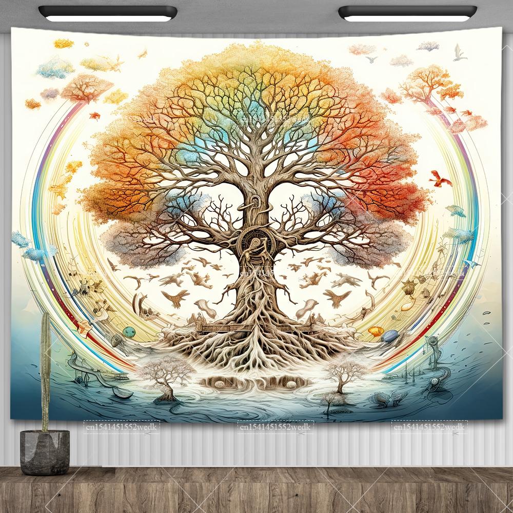 Кельтское Древо Жизни Гобелен Настенный декор Комнатные гобелены Эстетические коврики для йоги Пейзажные гобелены Настенное искусство Декоративные алтарные полотна