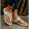 Women's Slippers Summer New Fashion Metal Button Slides Shoes Wedge Beach Sandals Women Outside Platform Leisure Flip Flops