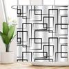 Minimalist Modern Black & White Geometric Shower Curtain, Elegant Bathroom Decor, Box Line Design, High-End Polyester Fabric