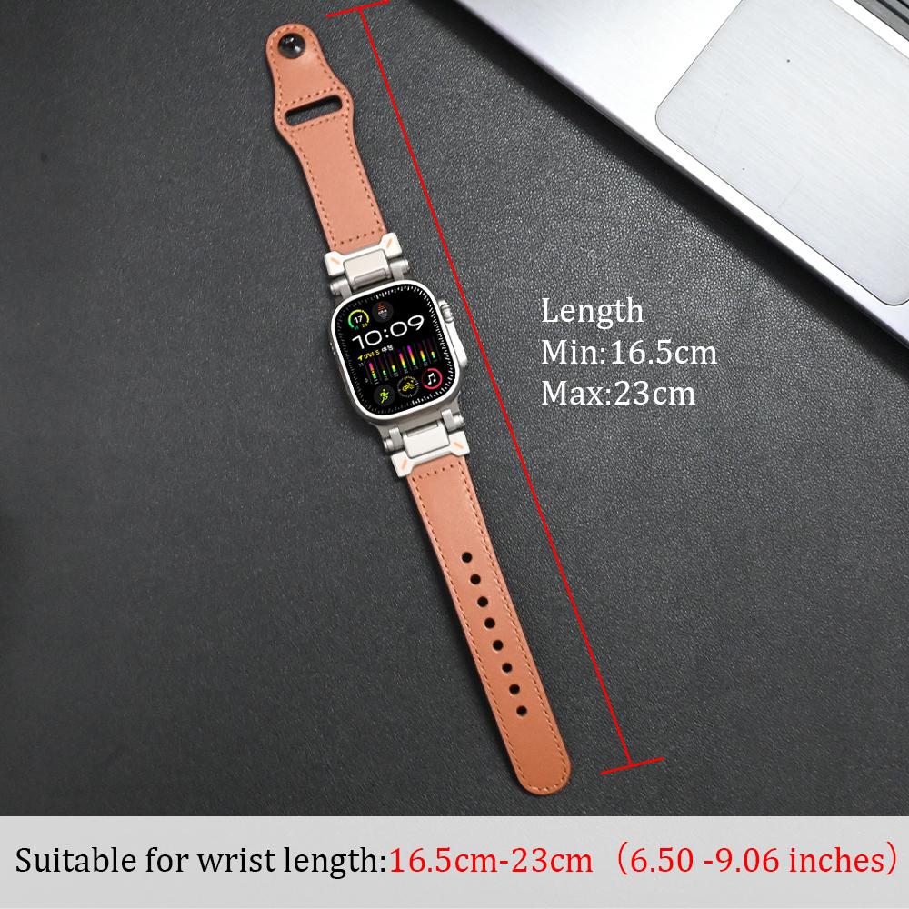 Роскошный кожаный ремешок для Apple Watch Ultra 3 2 49мм 46мм 45мм 44мм Correa Мужской Петля Браслет Iwatch Серии 11 10 9 8 7 6 5 4 SE 3