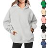 Women's Fashion Solid Color Sweatshirt Loose Plug Sleeve Casual Hooded Sweatshirt