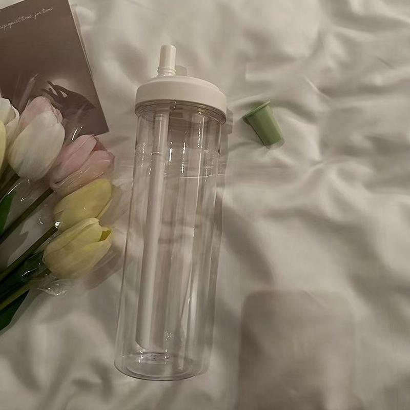 500/850 мл бутылки для воды сок молоко пластиковый стакан с крышкой соломинка пузырьковый чай кофейные чашки большой емкости питьевая посуда прозрачный