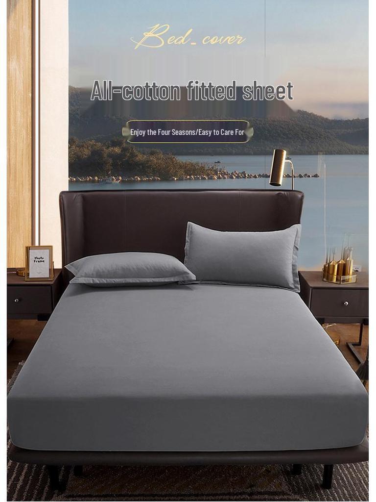 All-Cotton Non-Slip Fitted Bed Sheet and Mattress Protector