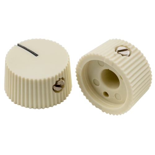 Musiclily Pro Plastic Imperial Feneder Amplifier Knobs for CTS Solid Shaft Control Pots, Cream (Pack of 6)