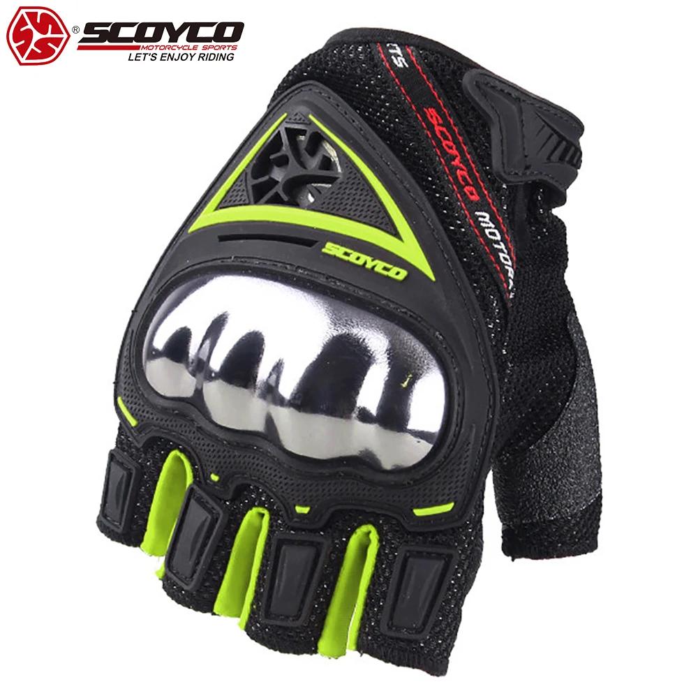 SCOYCO Motorcycle Cycling Gloves Summer Breathable Half Finger Motocross Gloves Men Women Motorbike Anti-fall Riding Equipment