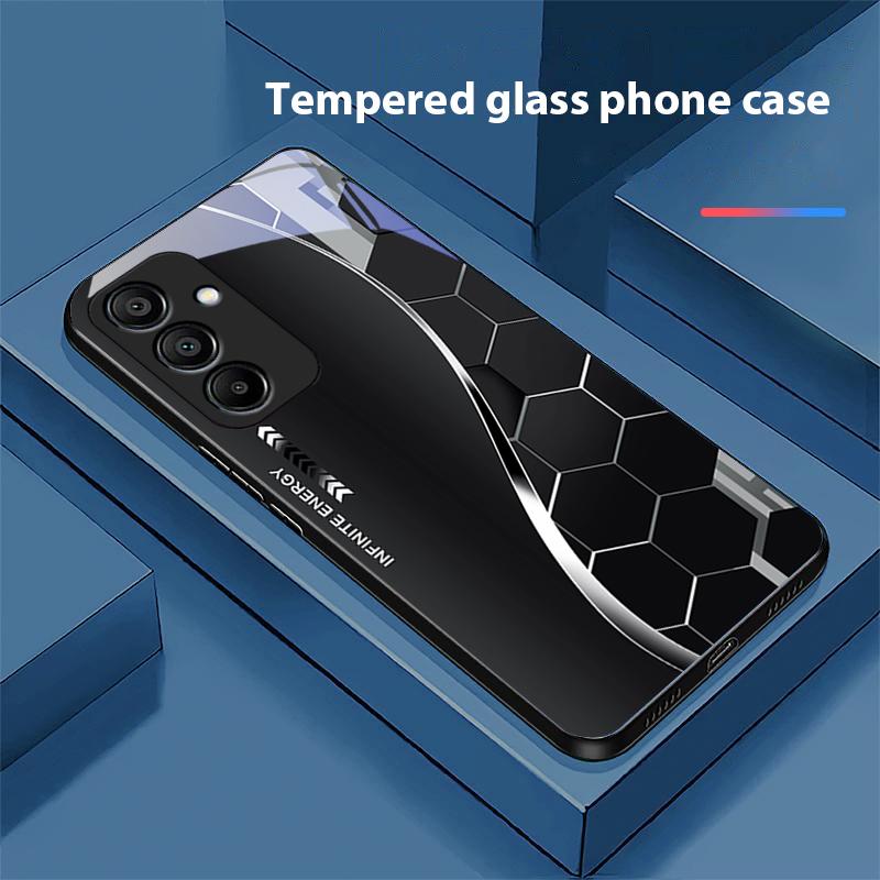 Научно-фантастический серебристо-белый чехол для телефона из закаленного стекла для Samsung Galaxy A15 5G 54 4G 51 50 24 35 90 71 12 51 53 52S 80 22 34 Черный