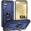 Protective Case - Shockproof - for Samsung Galaxy S24 - Navy Blue - Rigid - Rear Ring Stand