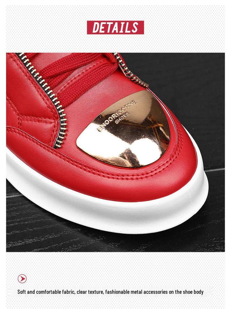 2025 Autumn/Winter Men's High-Top Martin Boots Leather Sneakers Korean Style Casual Street Dance Trend